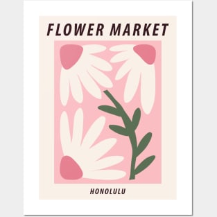 Flower market, Honolulu, Cute pink art print, Exhibition, Aesthetic poster, Botanical Posters and Art